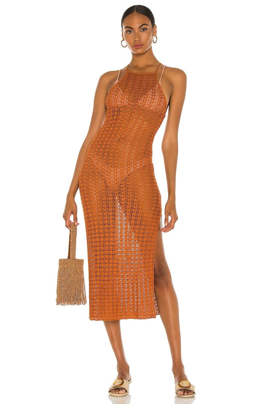 Cult Gaia Crochet Dress Halter Knit Beachy Party Festival Vacation Preppy S